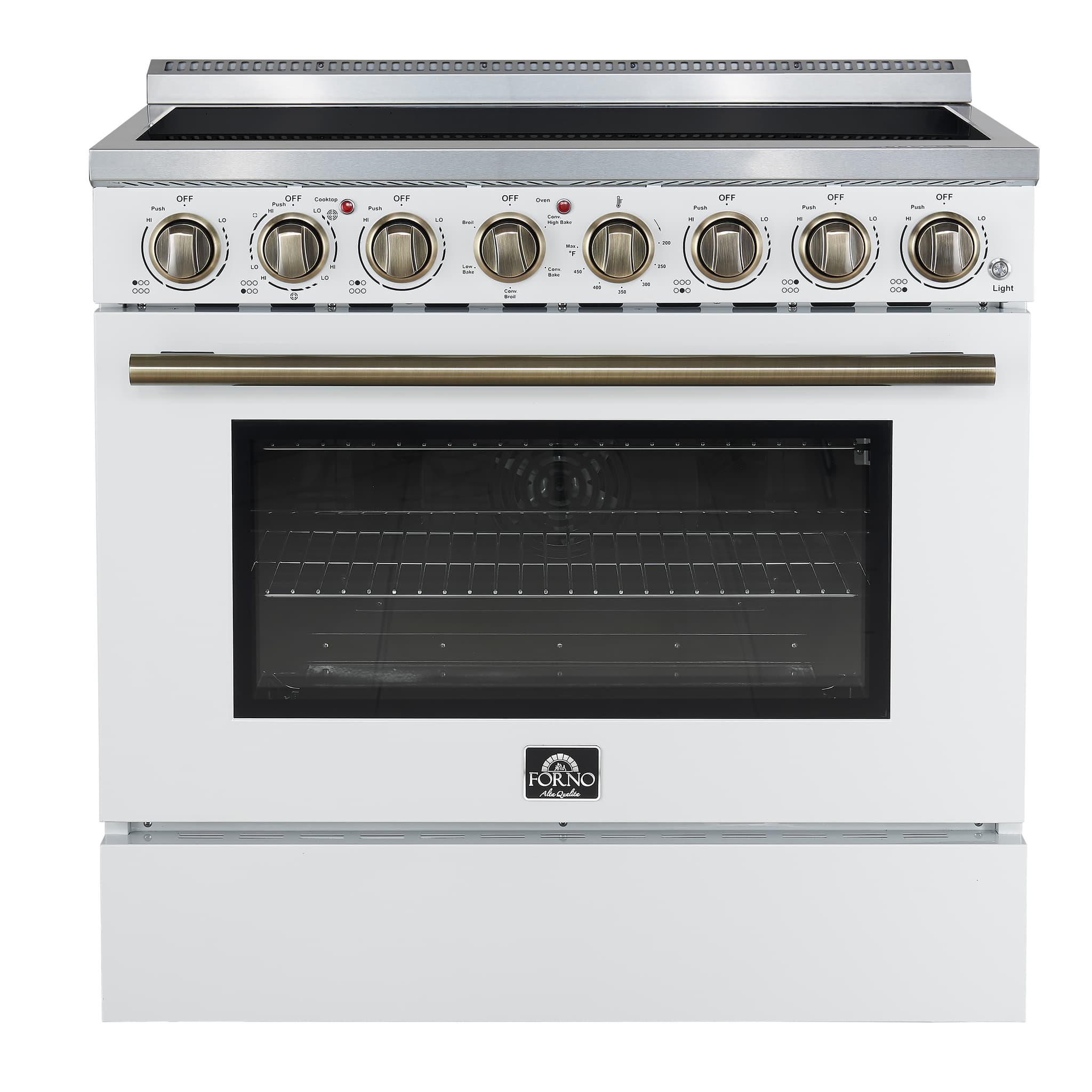Forno Paolo 36 Inch Black Freestanding Electric Range, Stainless Steel, 5.44 cu.ft, True Convection Oven, Energy Efficient