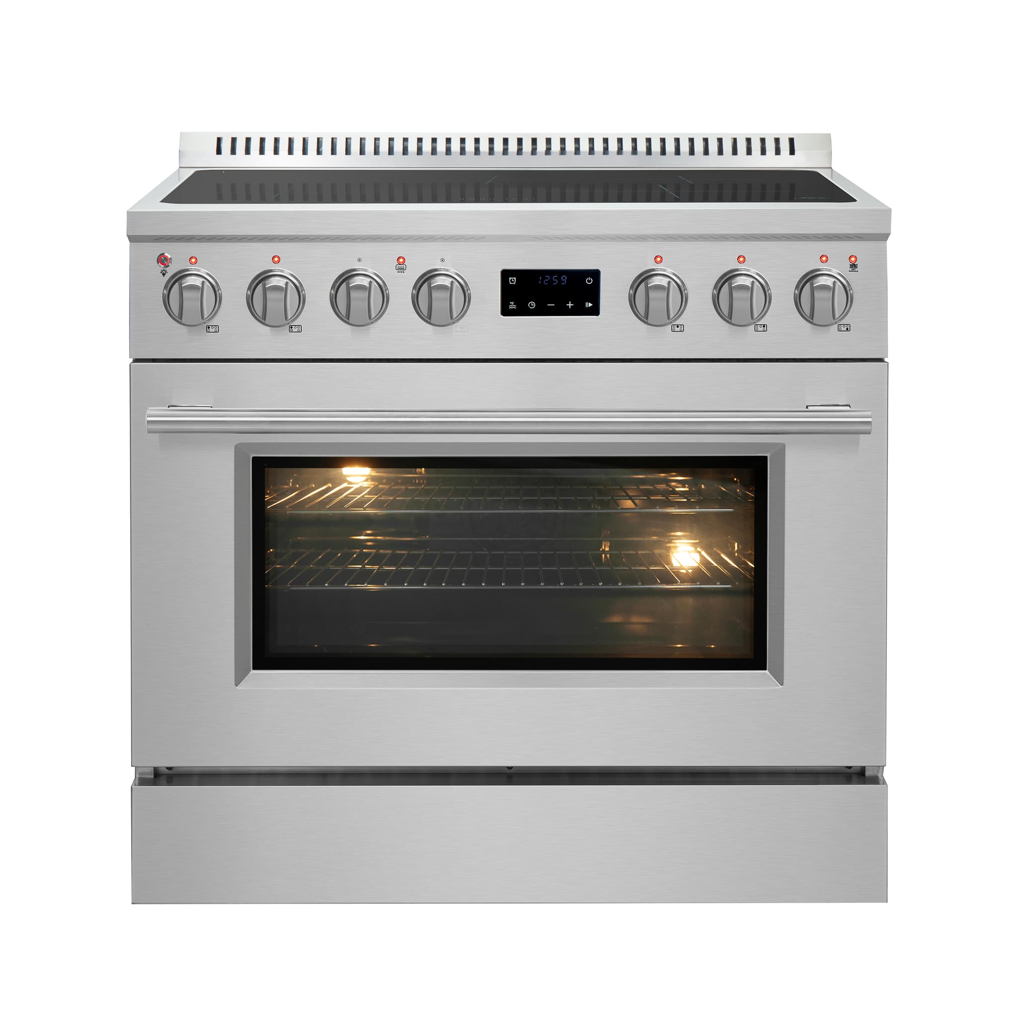Forno Leonardo Espresso 30-Inch Slide-In Stainless Steel Induction Range, Convection Oven, 5 Cooking Zones
