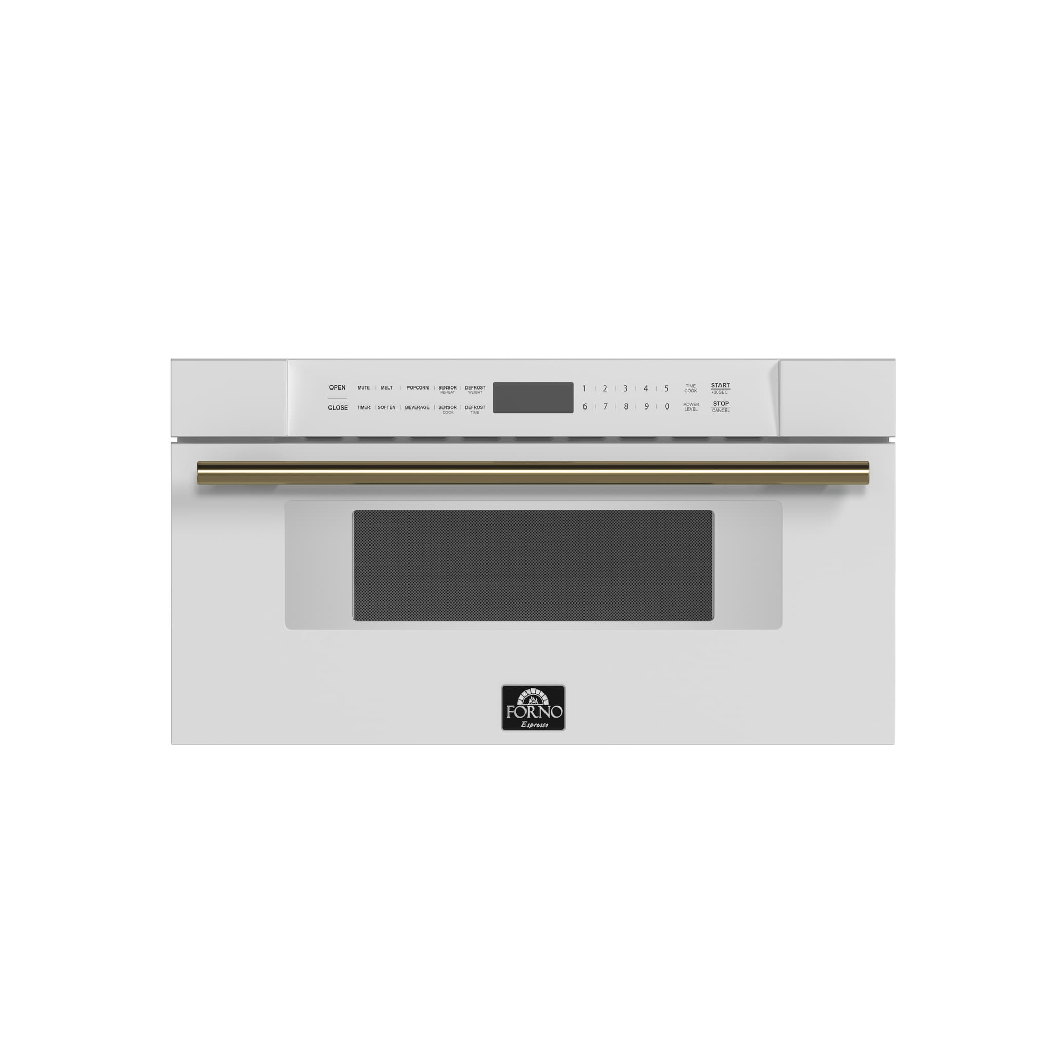 Forno Capoliveri Espresso 24-Inch Microwave Drawer, White, 1.2 cu.ft, 1500 Watts, Built-In, Touch Control LCD Display, Auto-Touch Open/Close, 11 Power Levels, Sensor Cooking