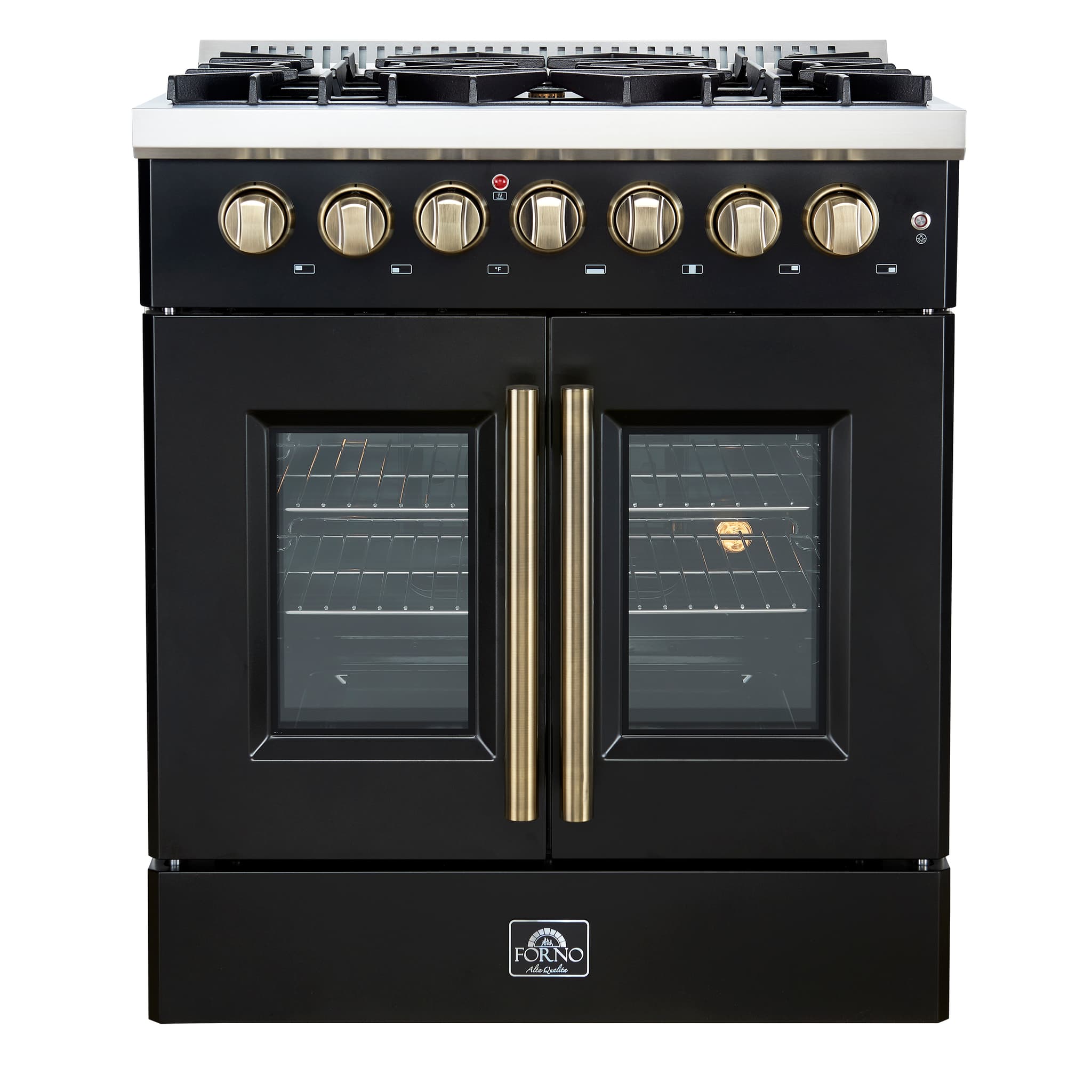 Forno Massimo 30-Inch Freestanding French Door Dual Fuel Range, 4 Burners, True Convection Oven