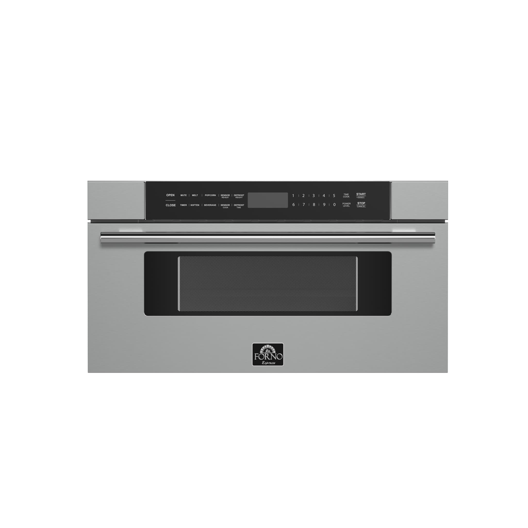 Forno Capoliveri Espresso 30-Inch Microwave Drawer, White, 1.2 cu.ft, 1500 Watts, Built-In, Touch Control LCD Display, Auto-Touch Open/Close, 11 Power Levels, Sensor Cooking