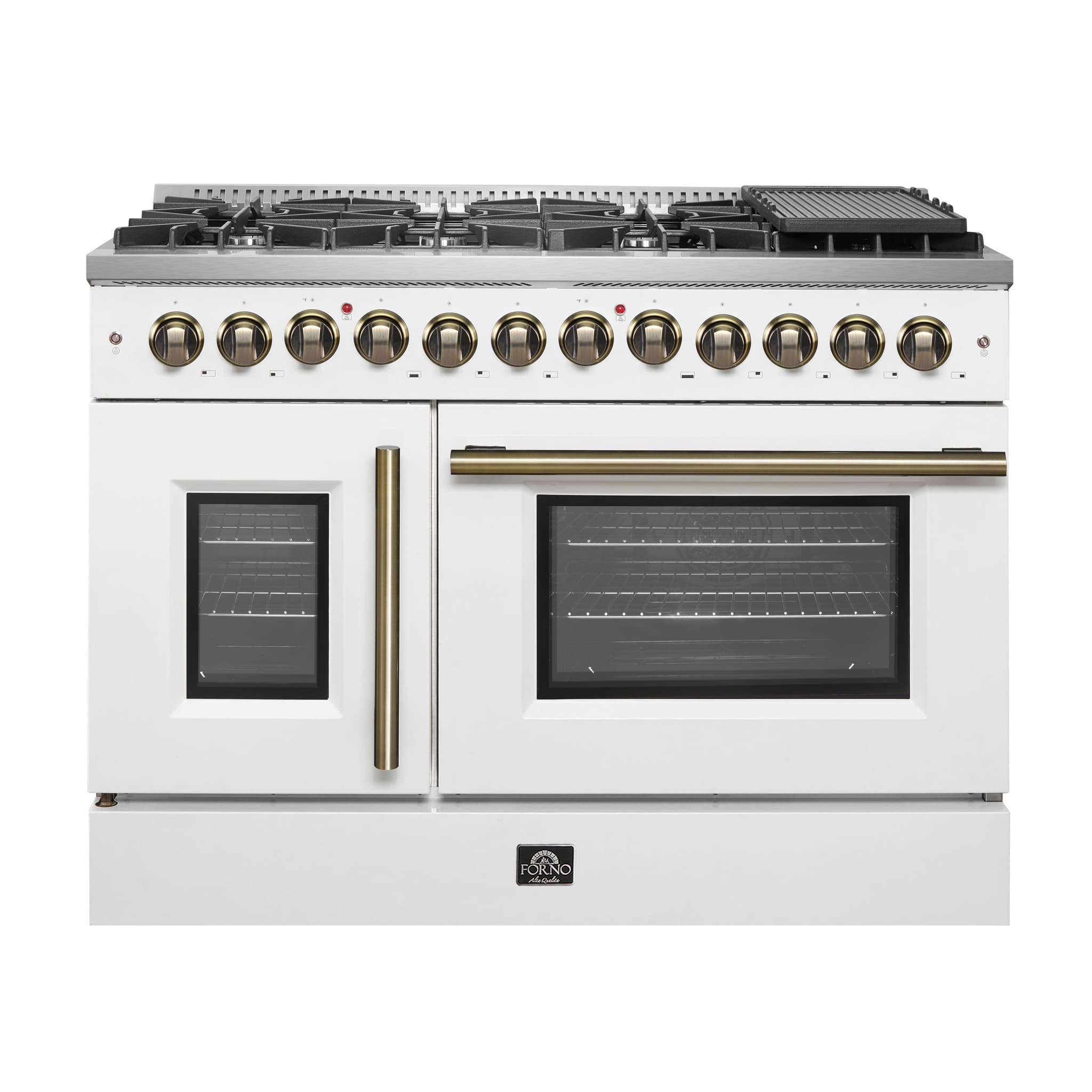 Forno Marco 30-Inch Dual Fuel Range, Stainless Steel, 4 Burners, 37,000 BTU, True Convection Oven, Energy Efficient