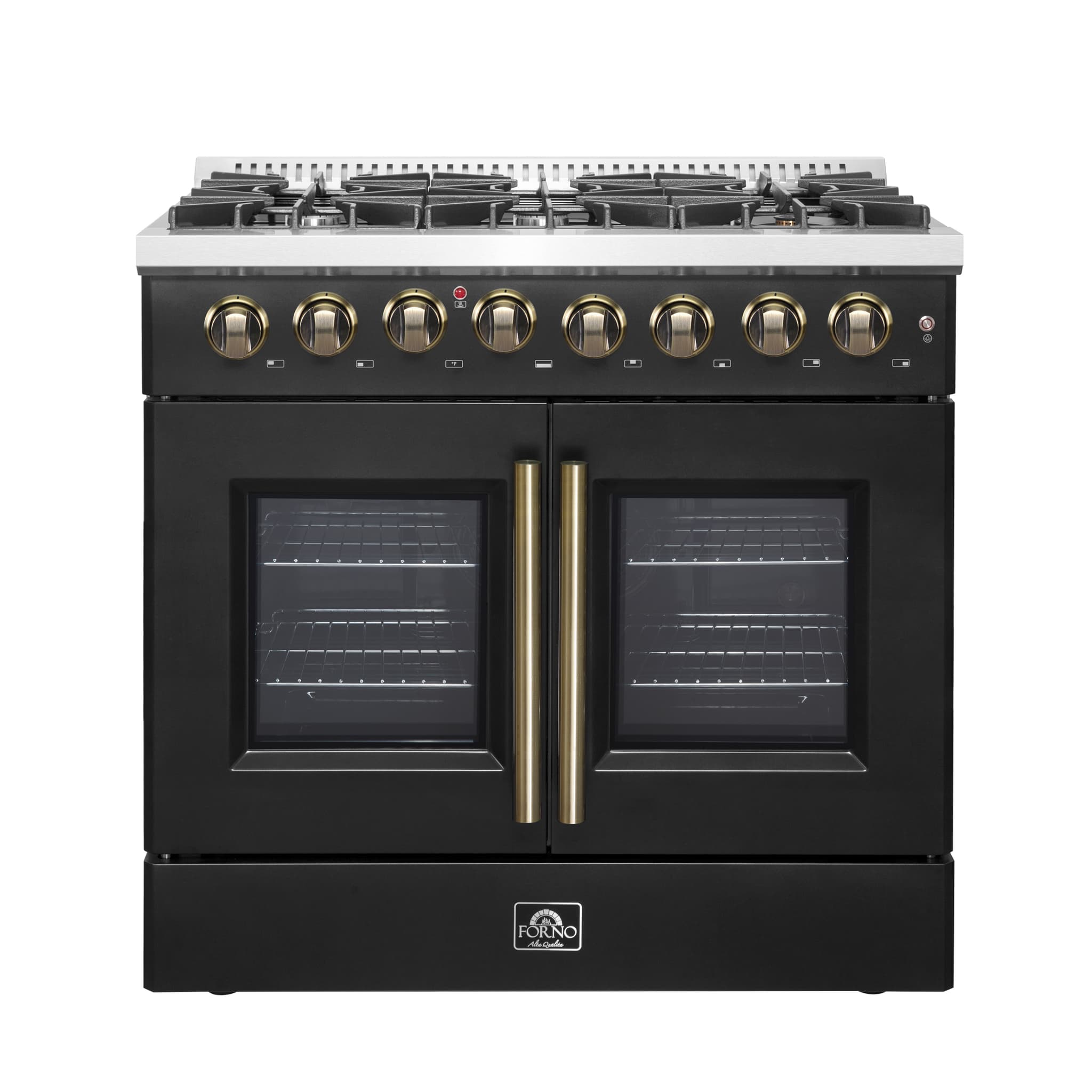 Forno Capriasca 48-Inch Freestanding French Door Dual Fuel Range, 8 Burners, True Convection Oven