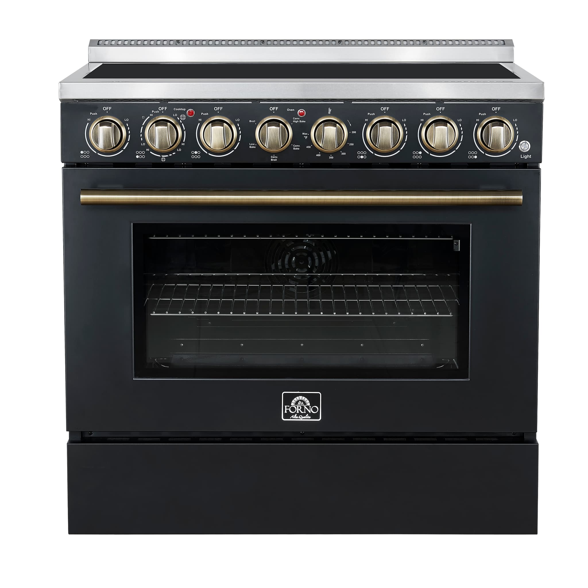 Forno Paolo 36 Inch White Freestanding Electric Range, Stainless Steel, 5.44 cu.ft, True Convection Oven, Energy Efficient