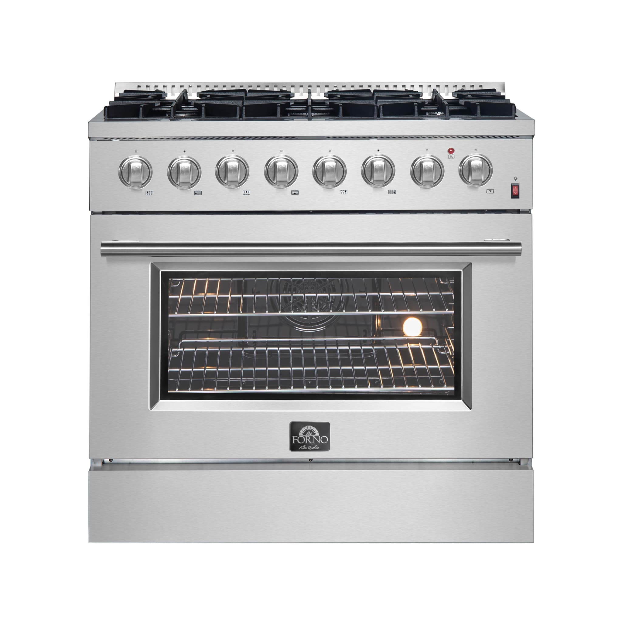 Forno Capriasca 48-Inch Freestanding Dual Fuel Range, 8 Burners, True Convection Oven