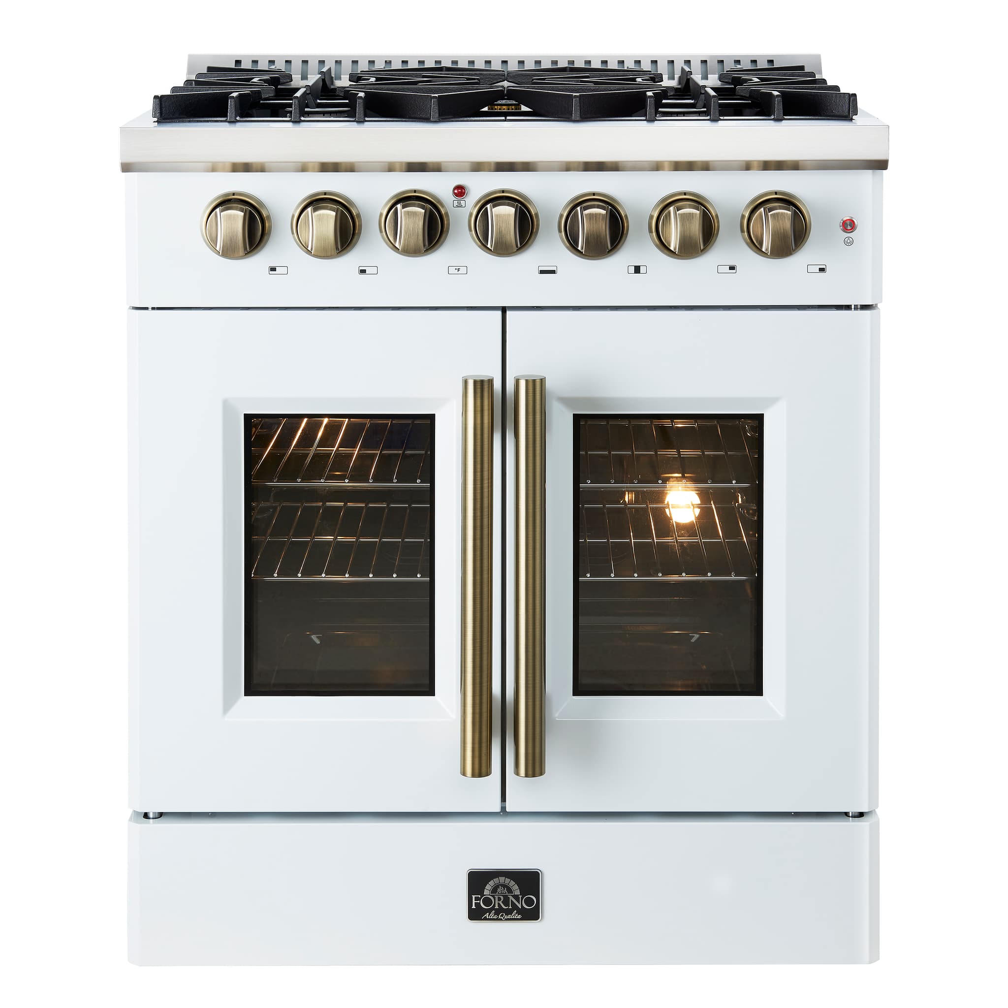 Forno Massimo 36-Inch Freestanding French Door Dual Fuel Range, 6 Burners, True Convection Oven
