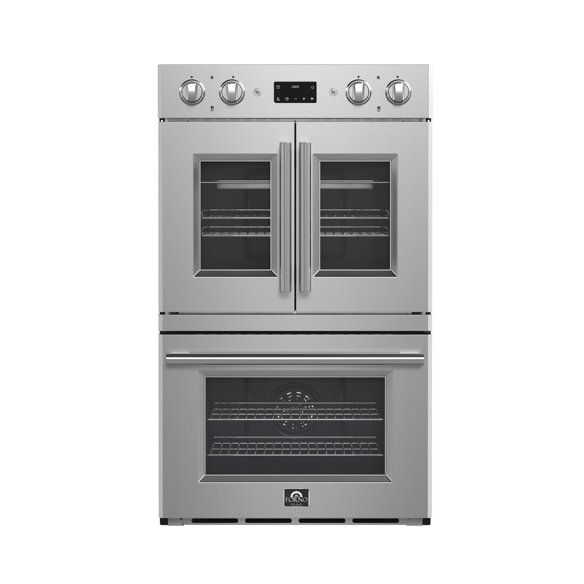 Forno Vomero 30-Inch Double Wall Oven, White, 10 cu.ft Total Capacity, 7100W Convection, Mechanical Controls, Manuel Steam Clean