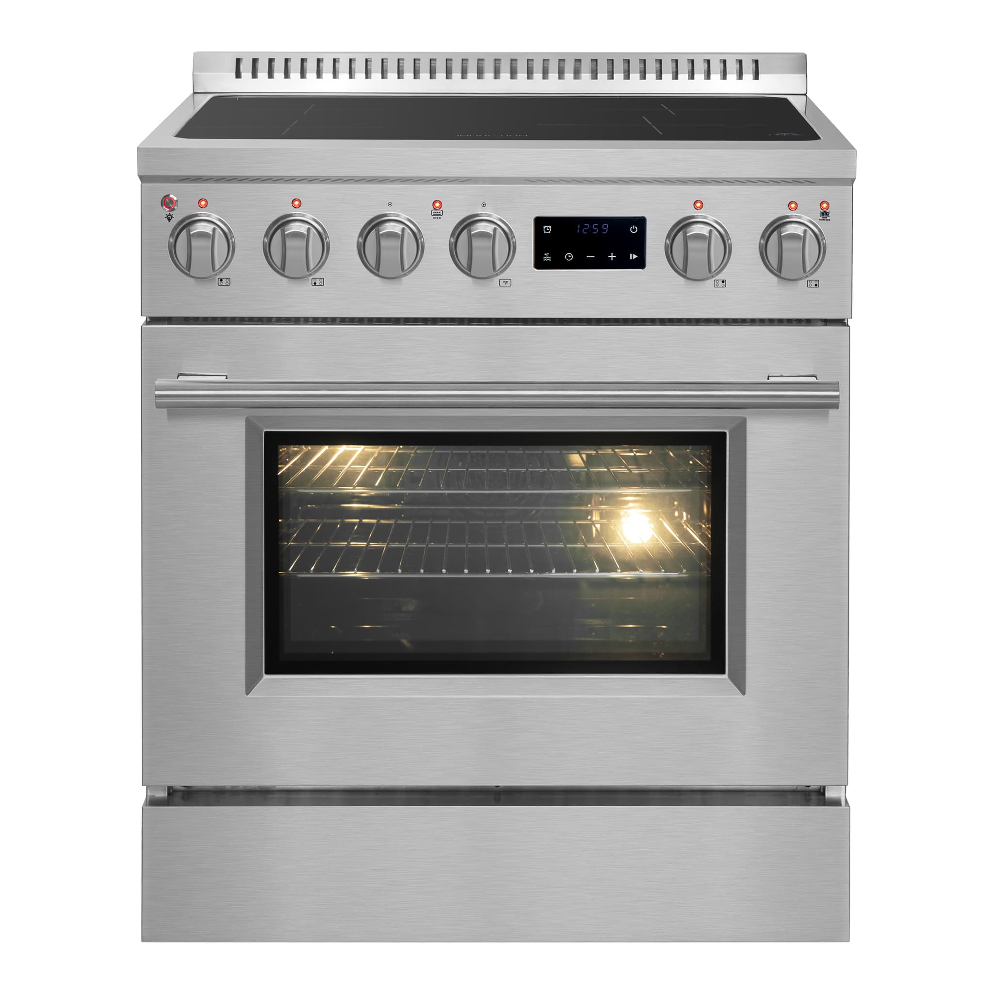 Forno Donatello Espresso 30-Inch Slide-In White Induction Range, Convection Oven, 5 Cooking Zones, Touch Control Panel