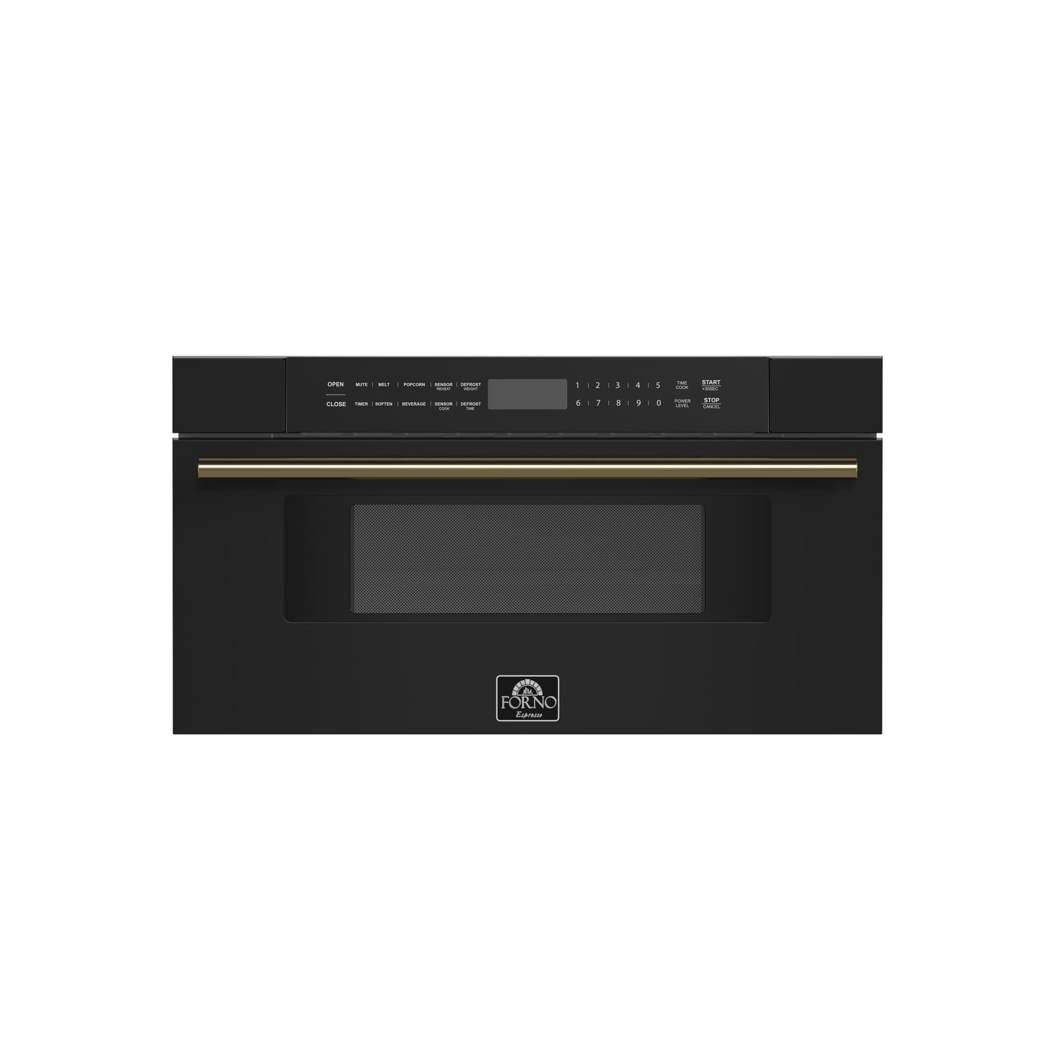 Forno Capoliveri Espresso 24-Inch Microwave Drawer, Black, 1.2 cu.ft, 1500 Watts, Built-In, Touch Control LCD Display, Auto-Touch Open/Close, 11 Power Levels, Sensor Cooking